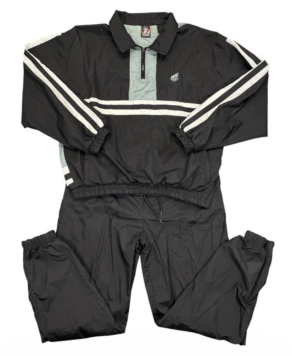 Vintage USA Olympic Bravo Apparel Windbreaker Jacket Black Green White
